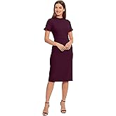 Maggy London Womens Ruffle Collar Slant Pocket Sheath Dress