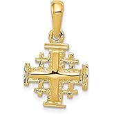 Diamond2Deal 14K Yellow Gold Jerusalem Religious Crucifix Cross Pendant