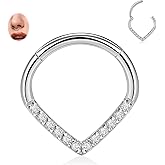 FUNLMO 16G Septum Ring Teardrop Septum Jewelry Daith Helix Tragus Rook Piercing Jewelry CZ Nose Rings Hoops Cartilage Earring 316L Surgical Steel
