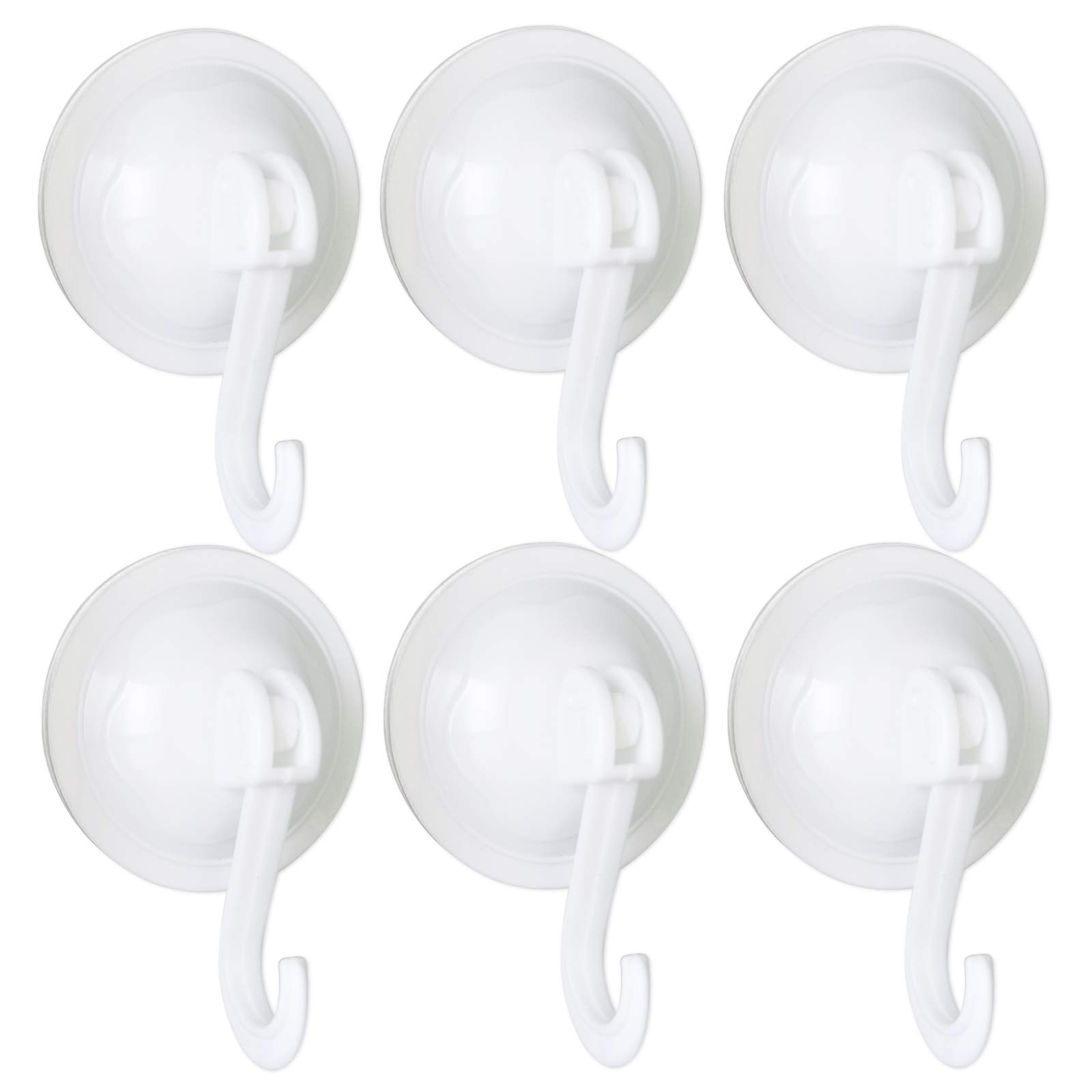 FANGZIDM 6PCS Suction Hooks Reusable Non-Mark Waterproof Wall Hooks Hangers for Coats Scarfs Towels Bags Keys in Bathroom Kitchen Office
