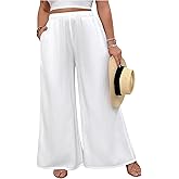 SHENHE Women's Plus Size Wide Leg Palazzo Pants Elastic Waist Baggy Flowy Pants Boho Travel Trousers