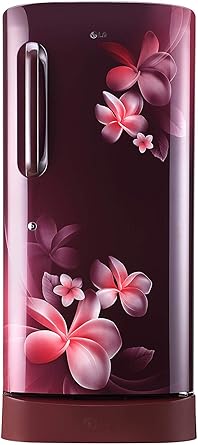 LG 215 L 4 Star Inverter Direct Cool Single Door Refrigerator (GL-D221ASPY, Scarlet Plumeria, Base stand with drawer)