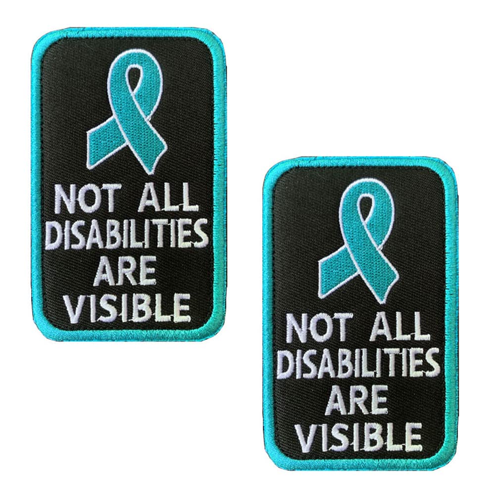 Zcketo 2 Packs Not All Disabilities are Visible Service Dog Vests/Harnesses Dog Emblem Embroidered Hook & Loop Fastener Patch for Service Dog Guide Dog