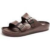 FUNKYMONKEY Men's Comfort Slides Double Buckle Adjustable EVA Flat Sandals