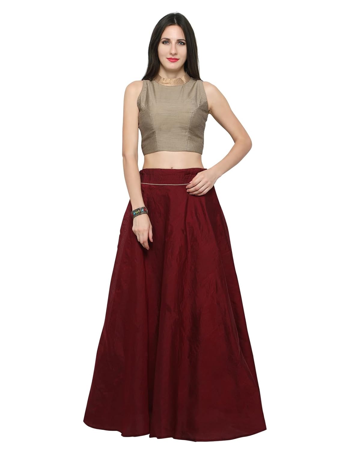 inddus women's cotton lehenga choli (ind-ifw-53, maroon, free size)