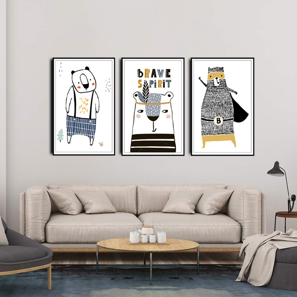 BuerHomie Wall Art Posters, Set of 3 Aesthetic Pictures, Abstract Animals Art, for Living Room and Bedroom Decor