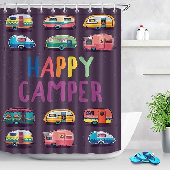 zonxn Shower Curtain Happy Camper Shower Curtain Camping