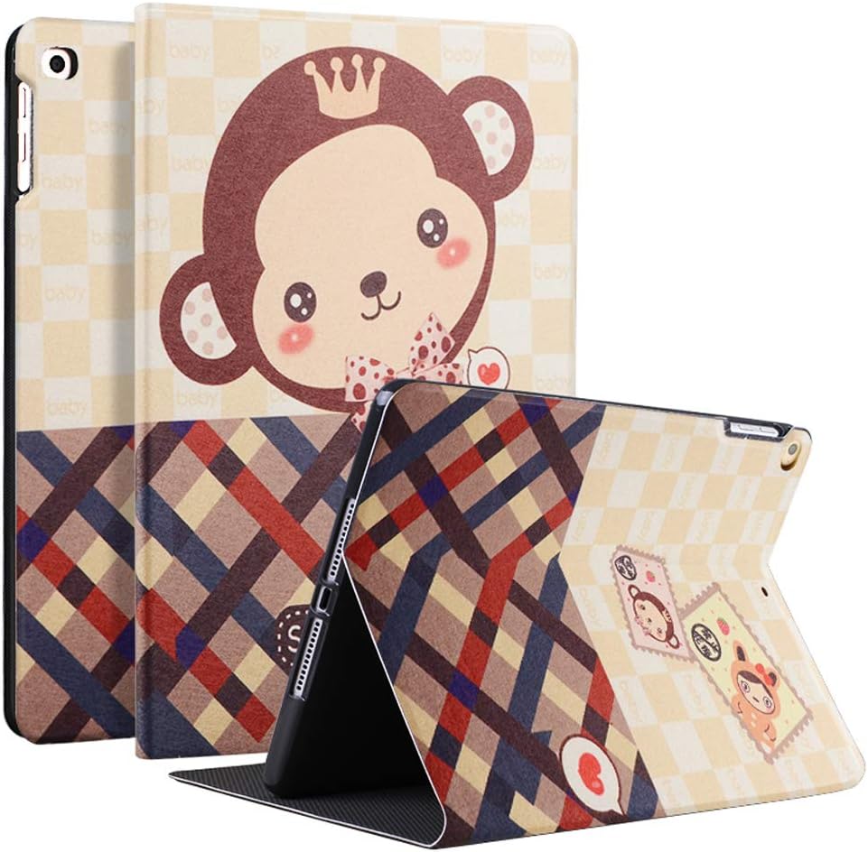 KenKe Case for iPad 9.7 2018/2017, iPad Air 2, iPad Air, Soft Silicone iPad Smart Cover Cute Cartoon Pattern Auto Sleep/Wake for Apple iPad 5th/6th Generation 9.7 inch iPad Air 1/2 case (Shy Monkey)