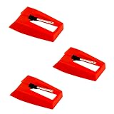 3pcs Record Player Needle, Turntable Replacement Needle Long-Lasting Record Player Needle Replacement Diamond Stylus Replacement for Vinyl Record Player LP Phonograph,Victrola, ION, Crosley (Red)
