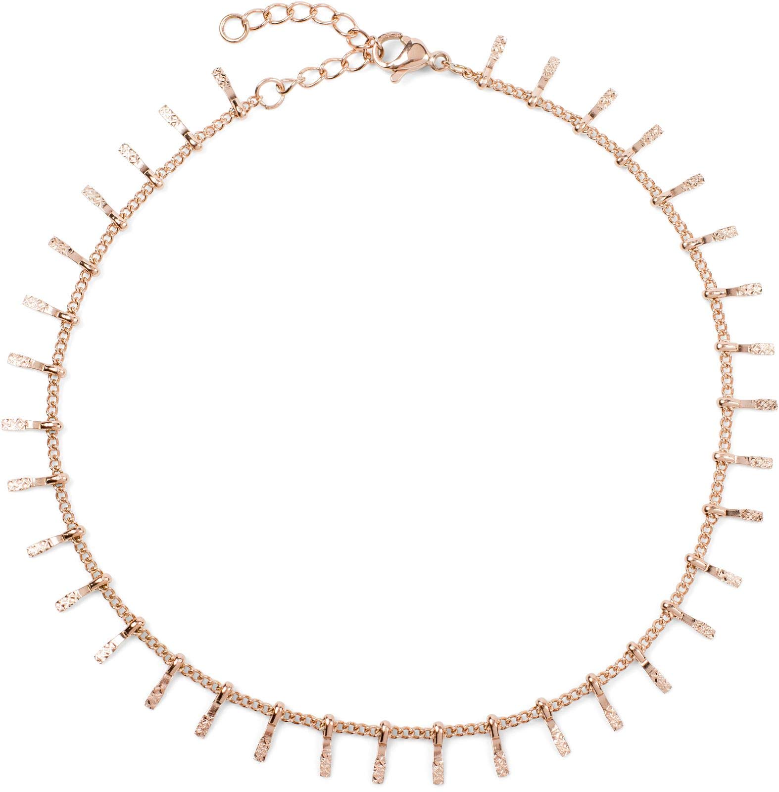 styleBREAKER Ladies anklet with fine decorated pendants, link chain, lobster clasp, chain, jewellery 05080011, color:Rose Gold