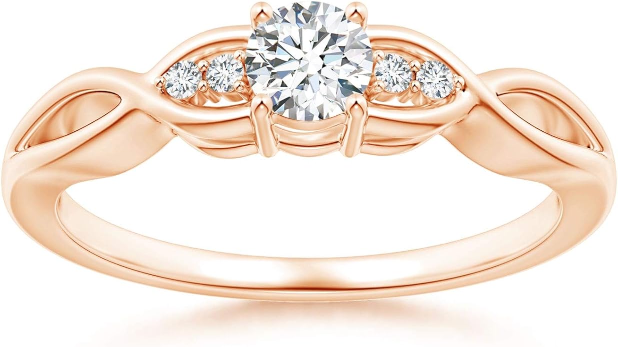 April Birthstone Infinity Twist Round Diamond Promise Ring with Prong