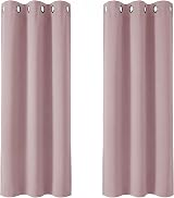 Deconovo Eyelet Curtains Blackout 42 x 54 Inch 2 Panels Pink Thermal