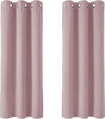 Deconovo Eyelet Curtains Blackout 42 x 54 Inch 2 Panels Pink Thermal