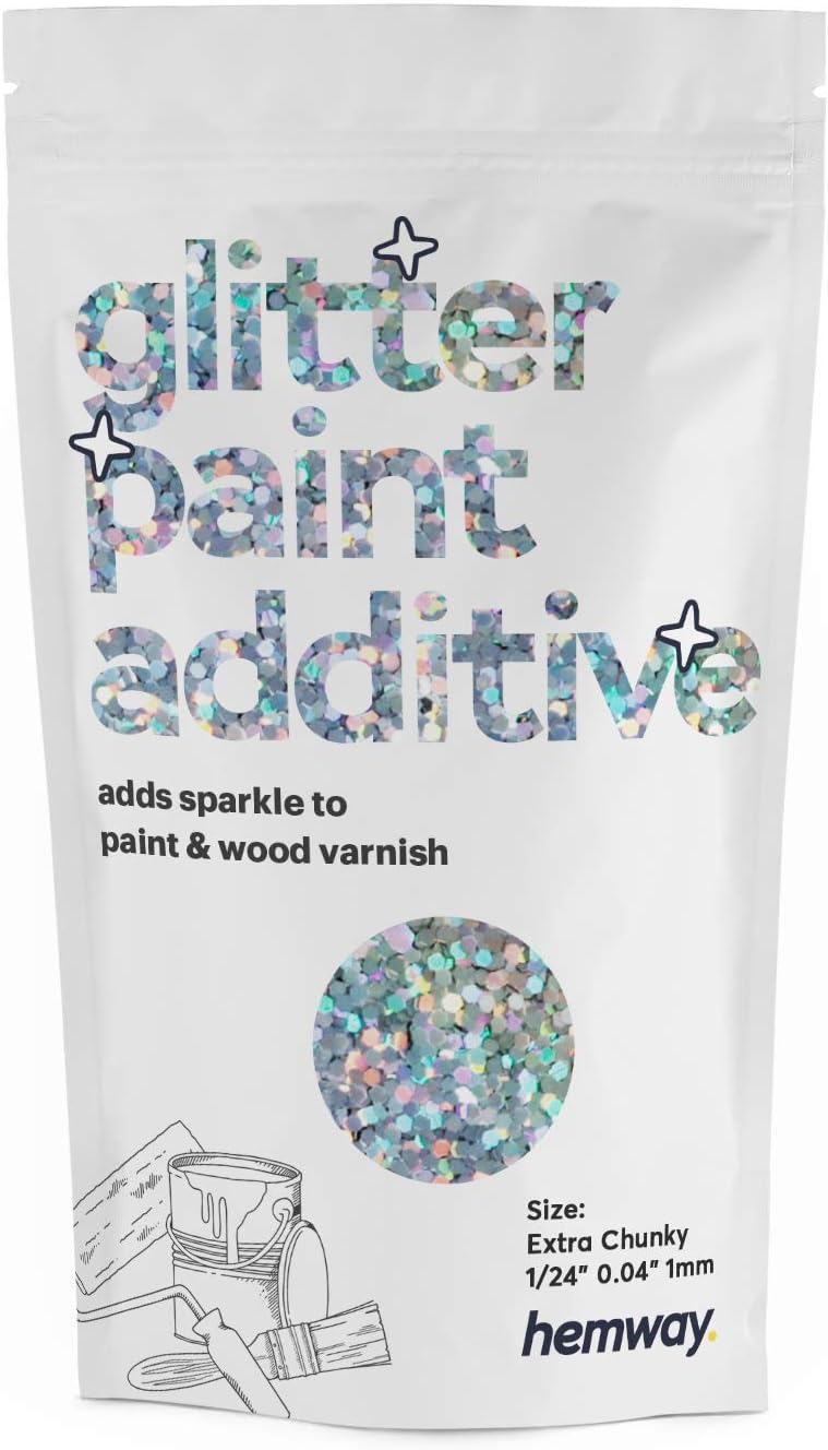 Hemway Glitter Paint Additive Extra Chunky 1/24" 0.040" 1MM Emulsion Water Based Paints Wall