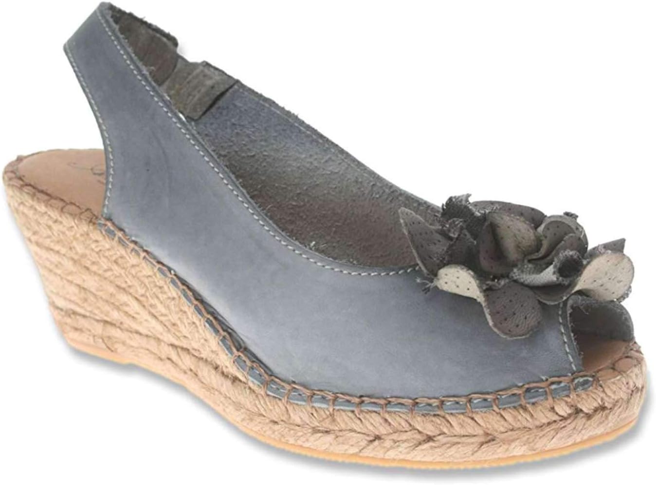 Azura Womens Flashback Gray Leather Peep Toe Casual Platform Sandals