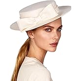 Wide Brim Church Hat for Women - Elegant Kentucky Fascinator with Bow,Bridal Wedding Tea Party Formal Flat Top Derby Hats