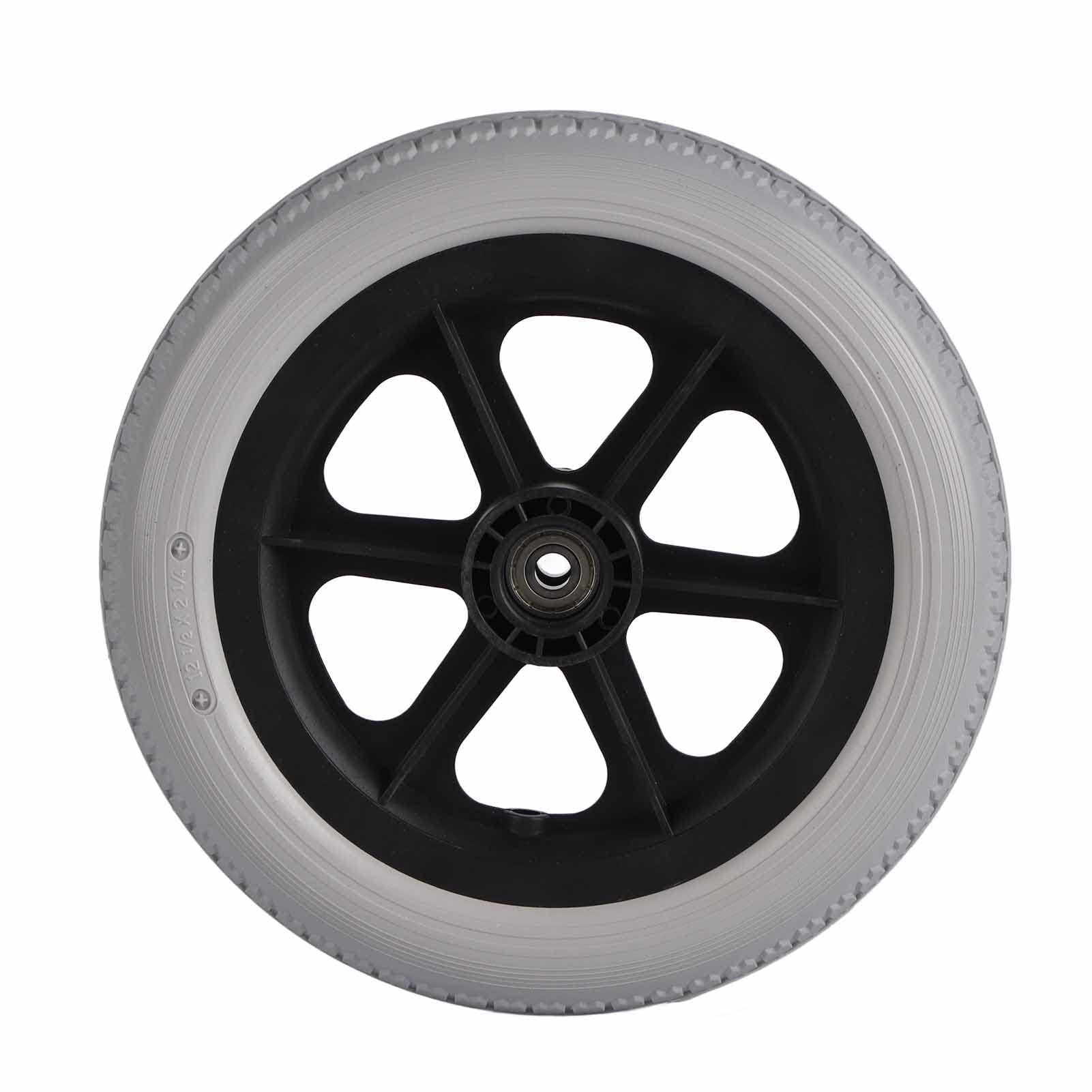 GAESHOW 12 Inch Wheelchair Rear Wheels Assembly, Anti-Slip Solid Polyurethane Front Wheels for the Disabled and Elderly, Universal Wheelchairs Rollers Wheels Accessories, Bearing: 12mm