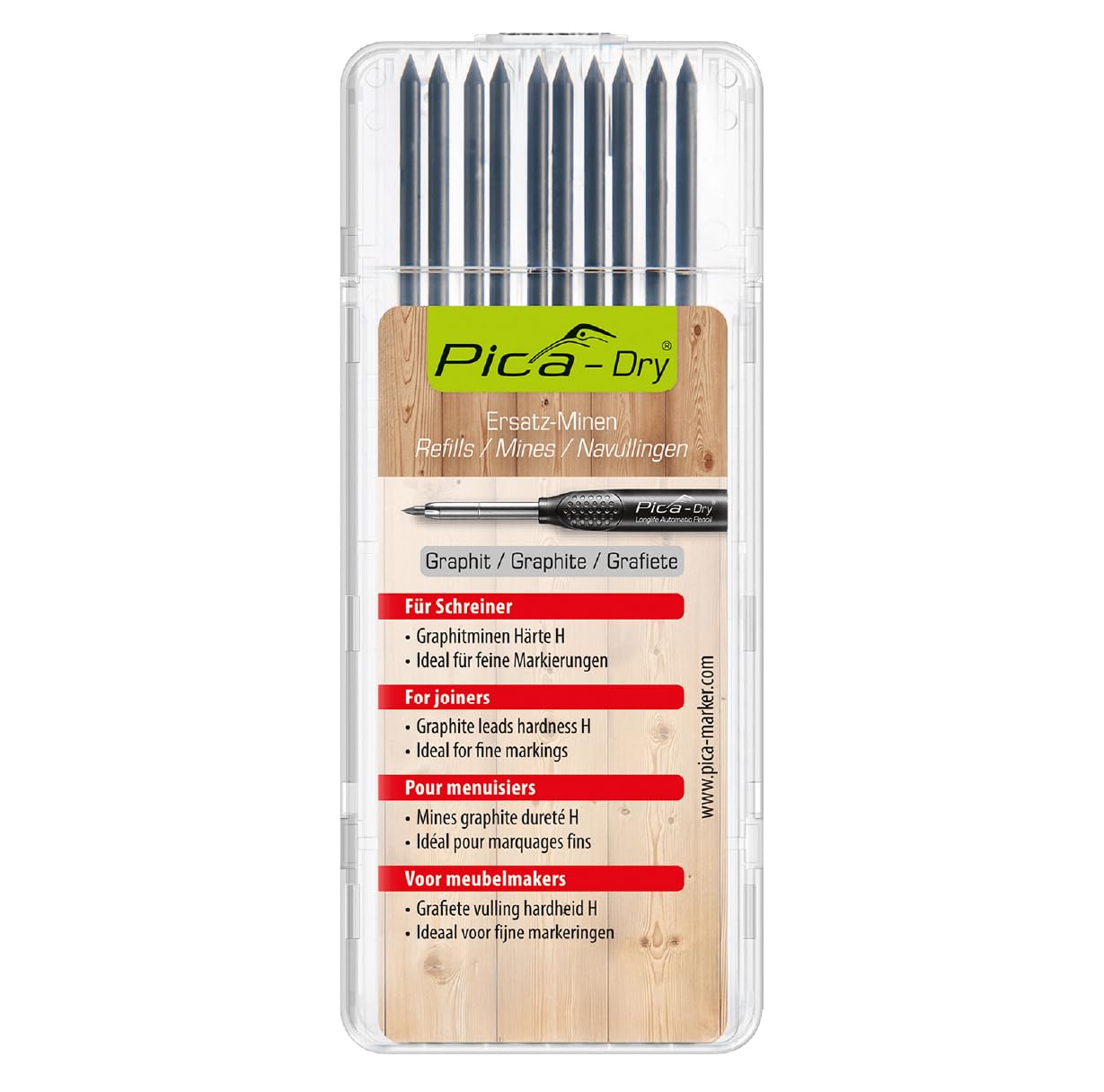 PICA Dry Refill Leads Pack 10 Graphite Special Hardness 4050 Joiners