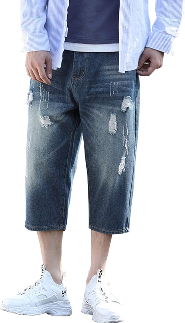 loose fitting jean capris