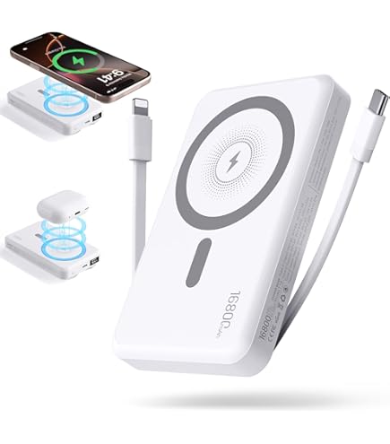 TORRAS MiniMag Power Bank, Cargador Portátil Inalámbrico Ultra Delgado De 5,000 MAh Con Cable USB-C, Batería Magnética De Carga Rápida Para IPhone Air, Compatible Con IPhone 17/16/15/14/13/12, Gris