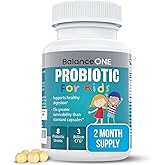 Balance ONE Time-Release Kids Probiotic – Up to 15x Better Survivability – 3 Billion CFU – Gut & Digestive Support for Children – Sugar Free, Easy to Swallow, 2 Month Supply