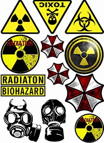 1 Set Dazzling Modern Biohazard Umbrella Skateboard Snowboard Luggage Vinyl Car Stickers in one A4 Page Code F0039