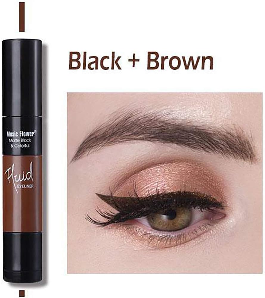 New 2 in1 Finger Eyeliner Pencil Long-Lasting Waterproof Liquid Eyeliner Non-Irritating Gentle Eyeliner Smudgeproof Eyeliner for Daily Makeup,Smokey Makeup,cat Eye (Brown,Green,Purple,Blue) (Brown)