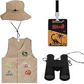2 MULE TEAM Kids Dinosaur Paleontologist Kit Hat Costume and Vest Dinosaur Pass Cards for Paleontologist Costume Kids Explorer Activity Zoo Jungle Party and Career Day Party
