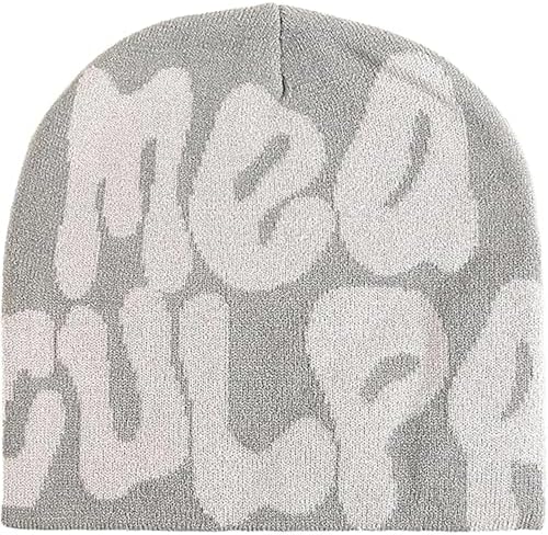 Y2K Knitted Beanies Hat Cross Graphics Men Women Jacquard Hat Punk