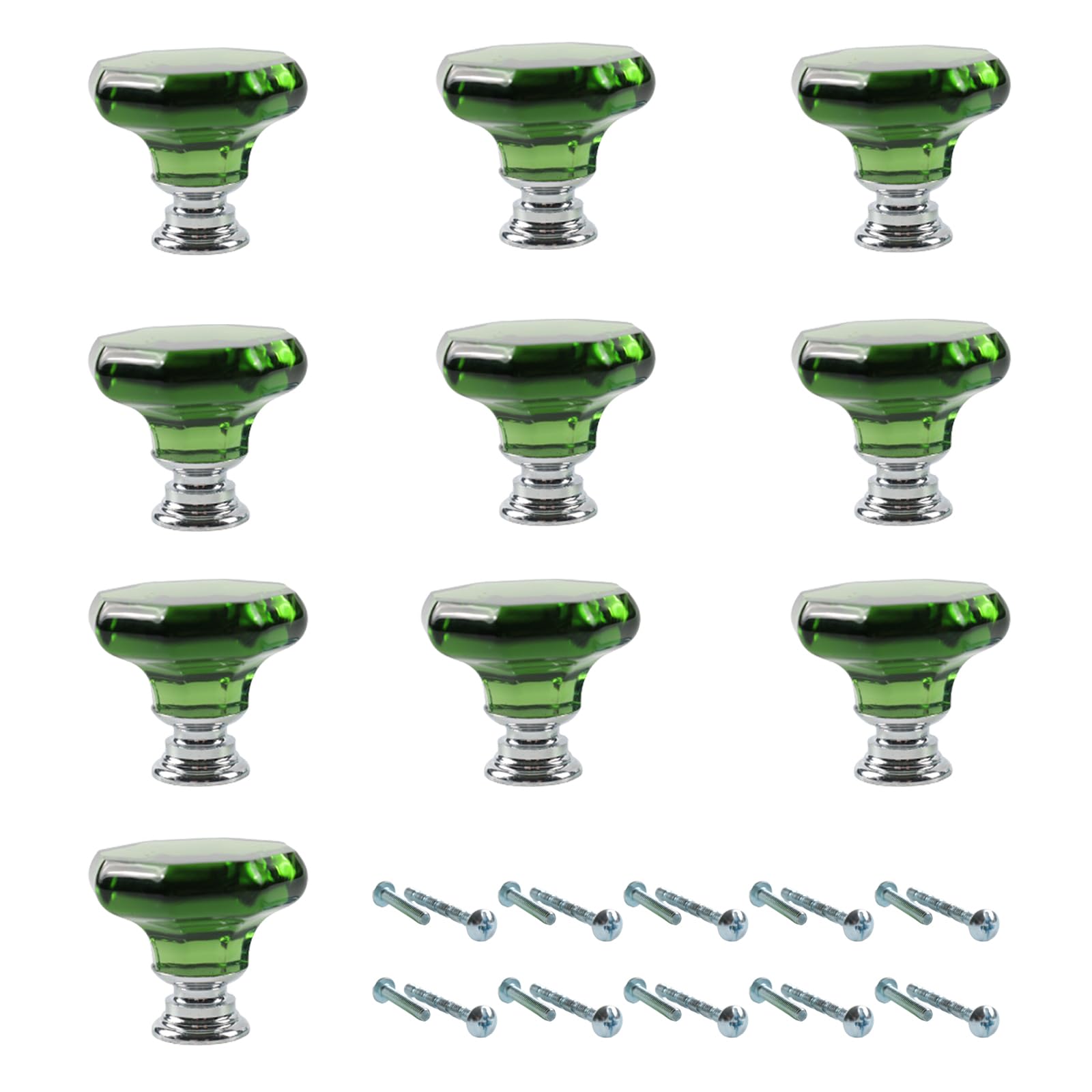 Photo 1 of 10 Pack Green Decorative Cabinet Dresser Knobs, Crystal Furniture DoorKnobs, Bathroom Hardware Drawer Pulls (Green)