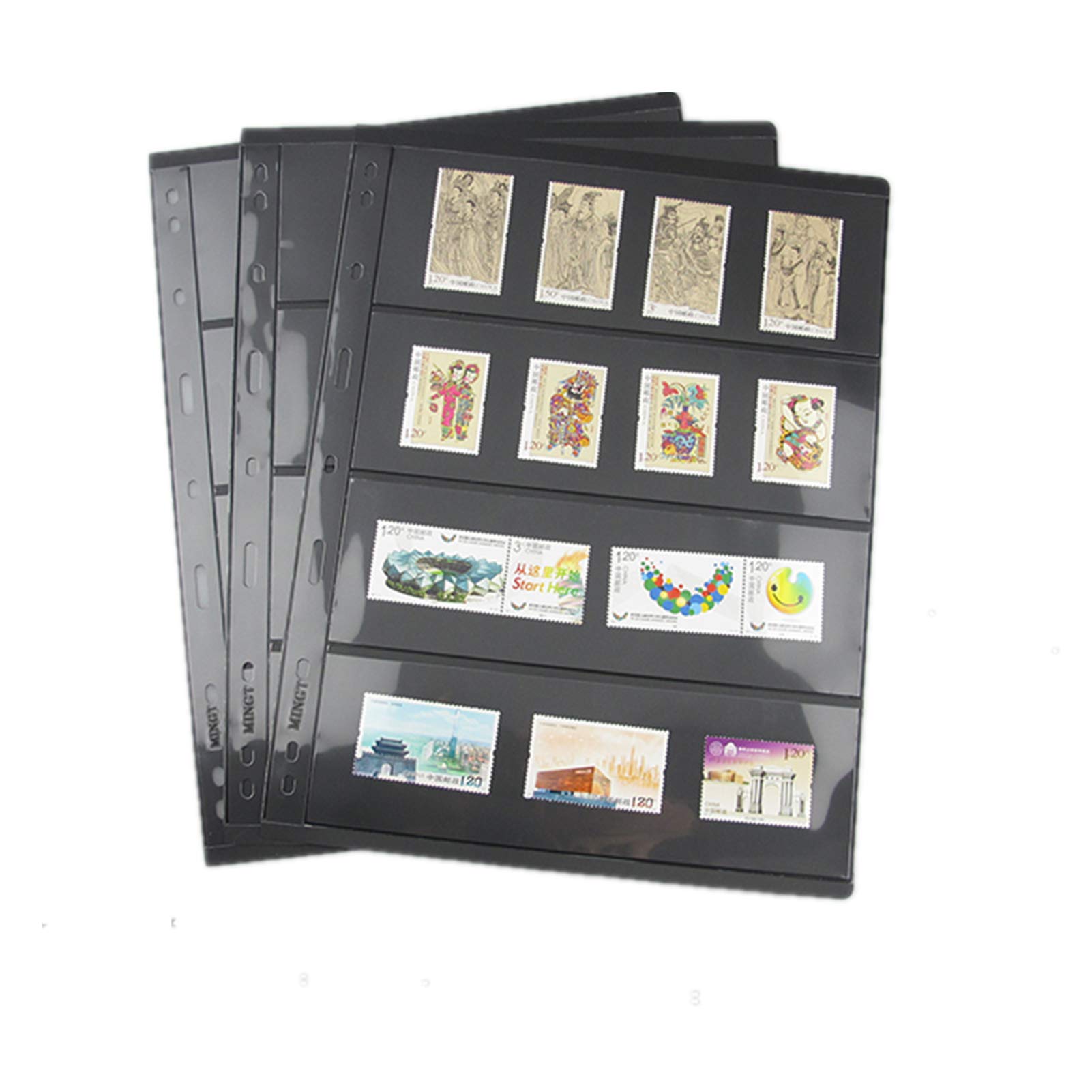 MUROAD Stamp Pages for Stamp Album Binder, 10 Sheet 4S Pages for Collectors, Professional Pack (4 Rows)