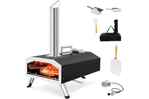 Nichro Outdoor Pizza Oven, 12'' Multi-Fuel Pizza Ovens with Rotating Stone, Portable Wood & Gas Fired Pizza Oven, Outdoor Cooking Pizza Maker, Suitable for Beginners