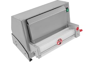 VPABES Commercial Pizza Dough Roller Sheeter, 3-12" Electric Automatic Pizza Dough Press Making Rolling Machine Stainless Steel Adjustable Thickness Suitable for Pizzas Bread Tortilla Pasta