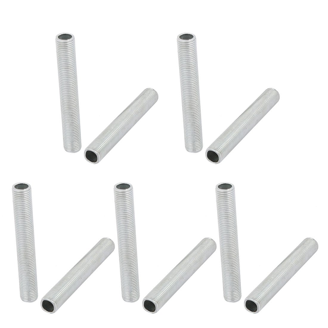 Sourcingmap Lamp Pipe Nipple, M10 Thread 65mm Length Hollow Lamps Repair Part Hardware for Lamp Lights, Zinc Plated Silver Tone, Pack of 10