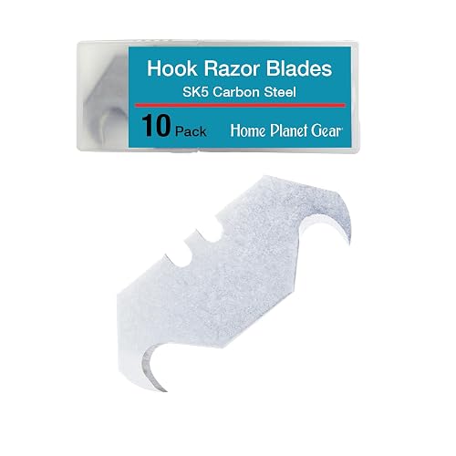 Hart Hook Razorblade Hook Blade 10 Pack - Utility Knife Hooked Razor Blades in Storage Box ...