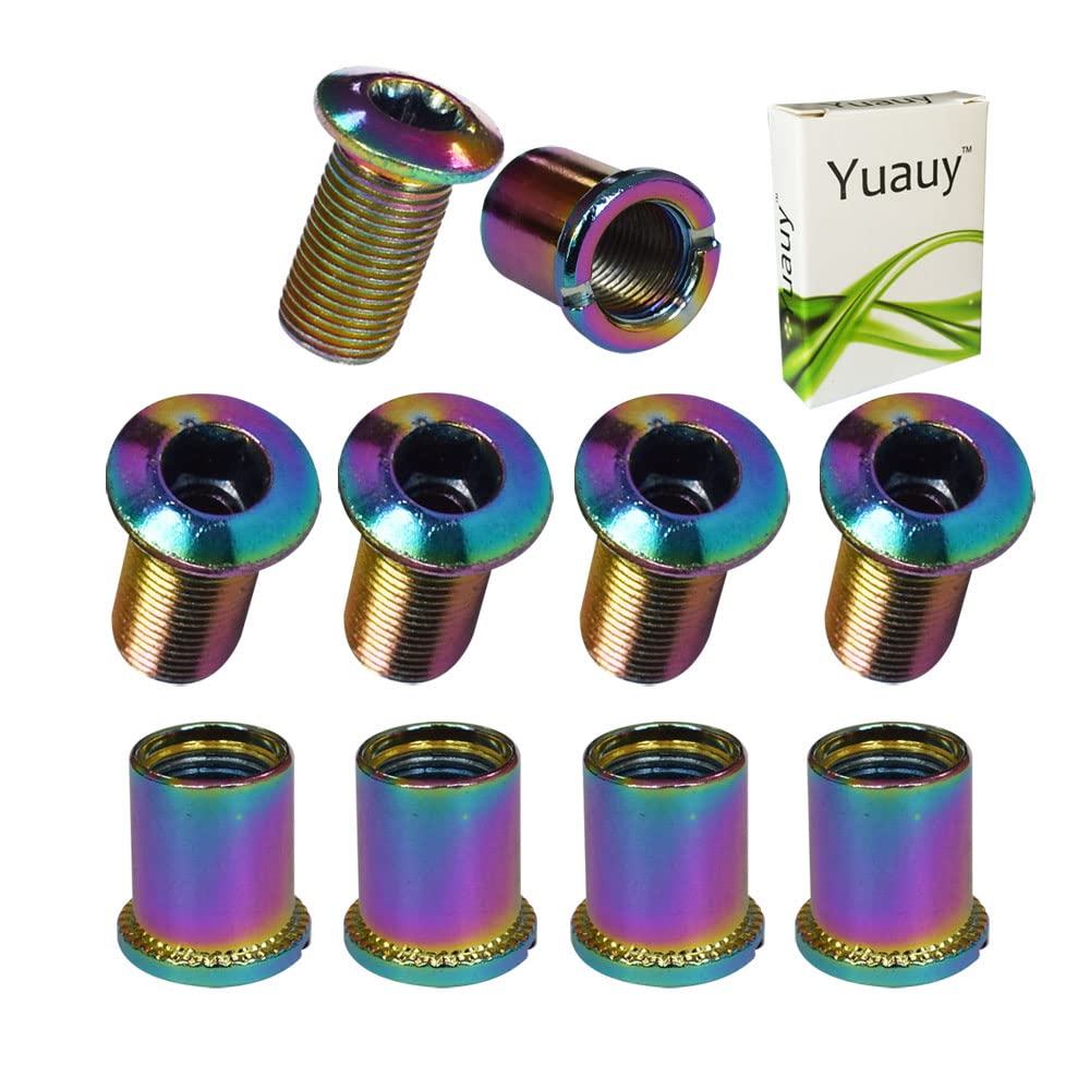 Yuauy 5 pcs Triple Chainring Bolts Screws Colorful Disc Crankset Nuts Chainwheel Fit for Road Bike Mountain Bike MTB
