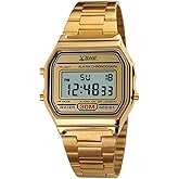 Digital Sports Watch Men's Women Water Resistant Outdoor Stainless Steel Band Electronic Square LED Back Light Classic Wristw