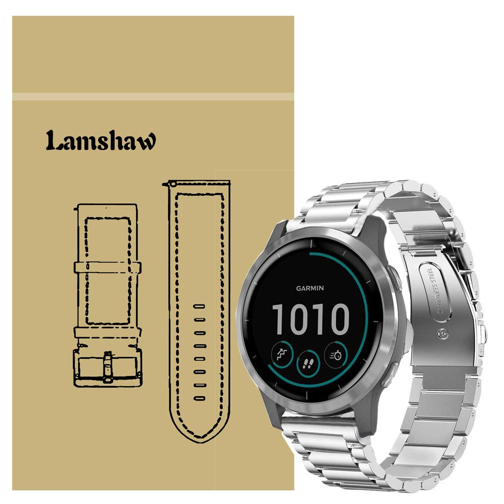 Compatible for Garmin vivoactive 4 Band, LvBu Quick Release Stainless Steel Metal Replacement Straps Compatible for Garmin vivoactive 4 (45mm) Smartwatch (Silver)