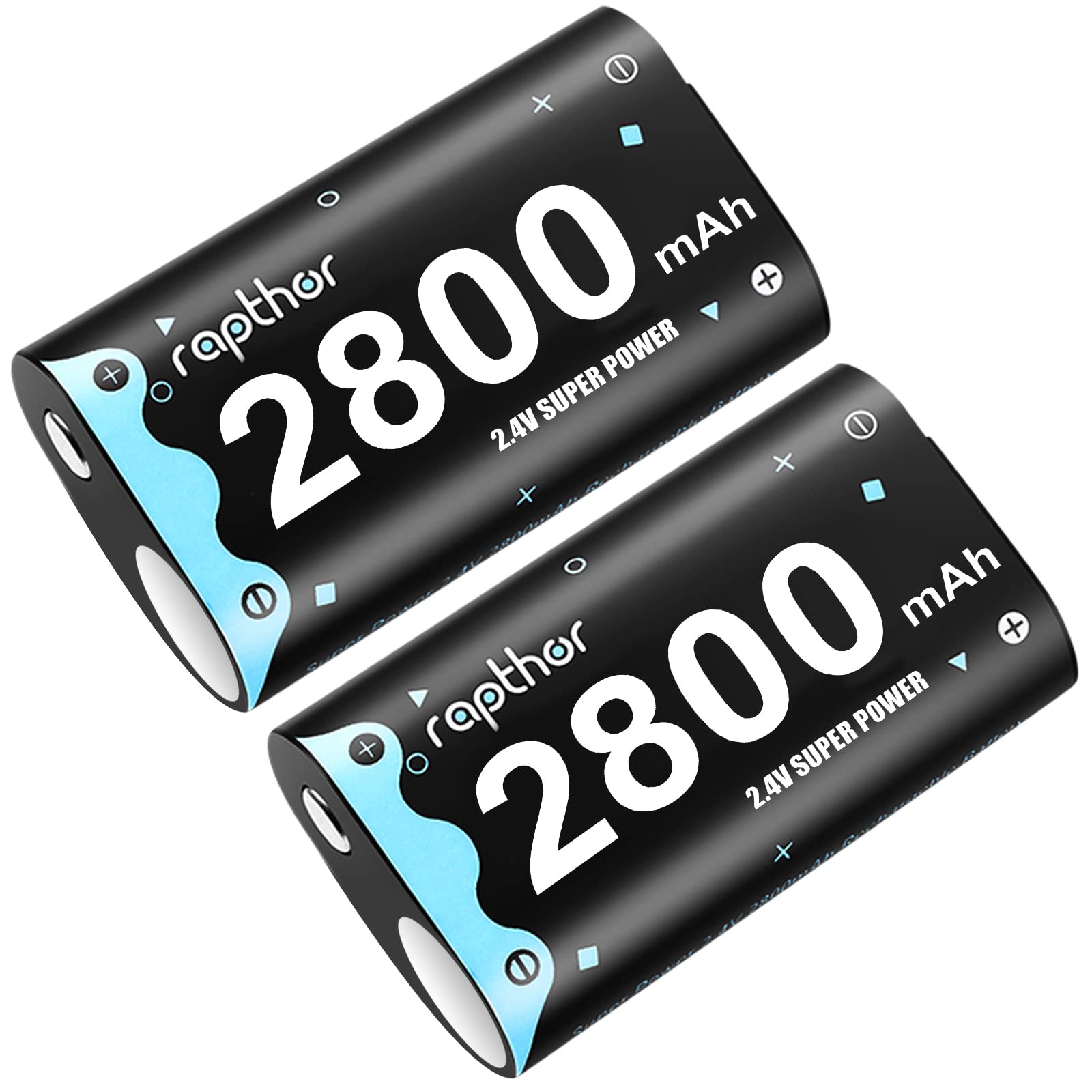 Photo 1 of rapthor 2800mAh Rechargeable Controller Battery Pack for Xbox One/Xbox Series X/Xbox One S/Xbox One X/Xbox One Elite, 2x2800 mAh High Power NI-MH Batteries Kit Without Charger (2 Batteries Only)
