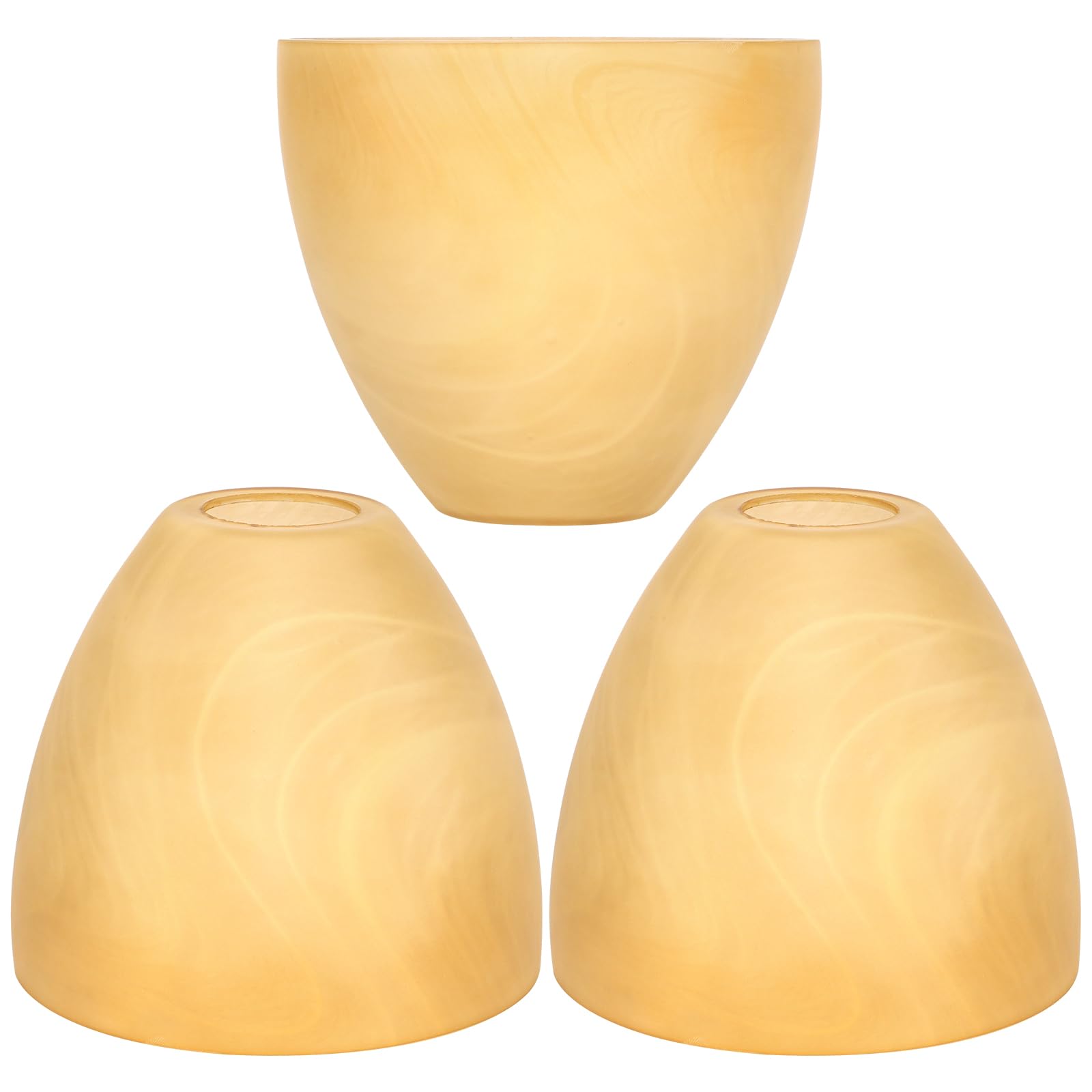 Photo 1 of GoldSwift 3 Pack Amber Alabaster Bell Shade Glass Lamp Shade Replacement, 5.9"W x 5"H, 1-5/8" Fitter, Farmhouse Frosted Glass Globe Cover for Chandelier Pendant Light Wall Sconce Lighting Fixture