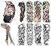 Fashion Temporary Tattoo Transfer Stickers - 8 Sheets Large Size Tattoo Body Stickers for Man & Women Waterproof Removeable Non-Toxics & Safe for All Skin (Set.1)
