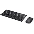 Rechargeable Wireless Keyboard Mouse Combo, Seenda Ultra Slim Small Compact Keyboard and Mouse with Long Battery Life for Windows Laptop Computer, Black