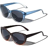 V.W.E. 2 Pairs Women Outdoor Reading Sunglasses Oversized Full Lens Readers Leopard