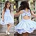 Happy Town Toddler Baby Girls Floral Dress Party Ball Gown Lace Formal Dresses Sundress (Blue, 3-4 T)