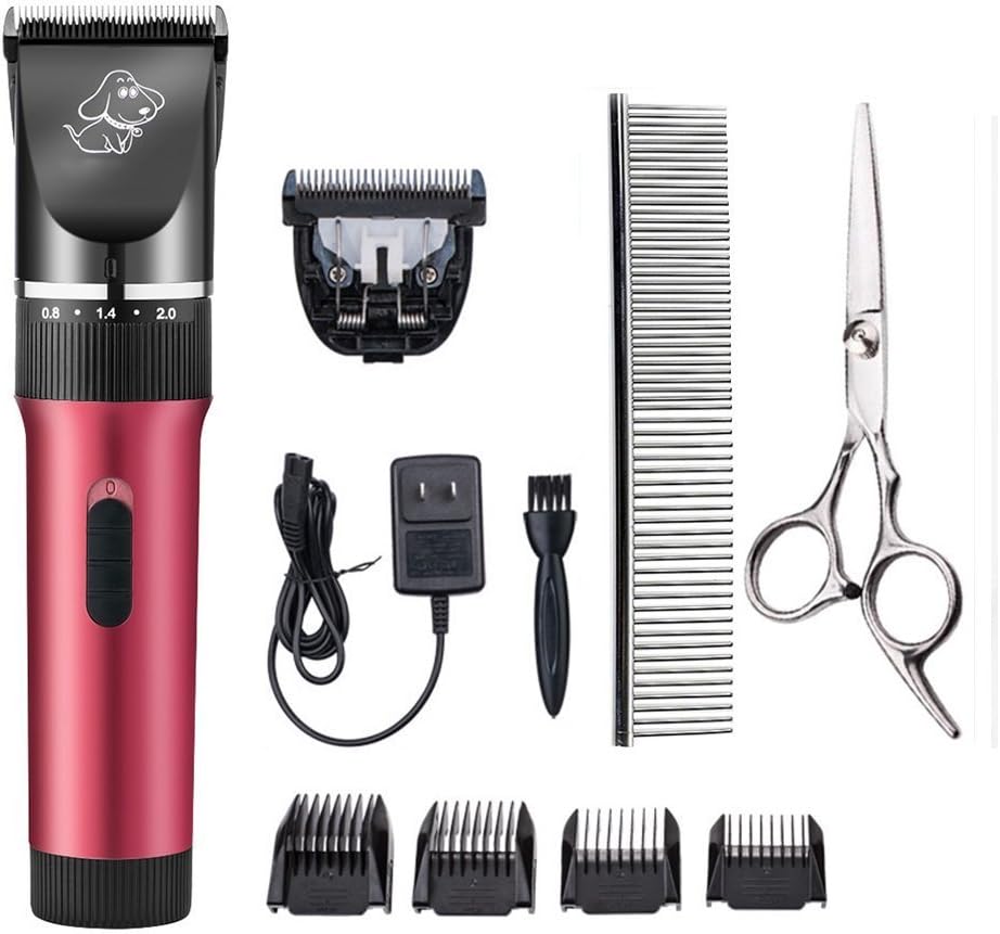 Otstar Rechargeable Cordless Pet Dog Hair Clipper,Profssional Electric Pet Grooming Clippers for Small Medium Large Dogs Cats and Other Animals, Low Noise Pet Grooming Trimmer Kit