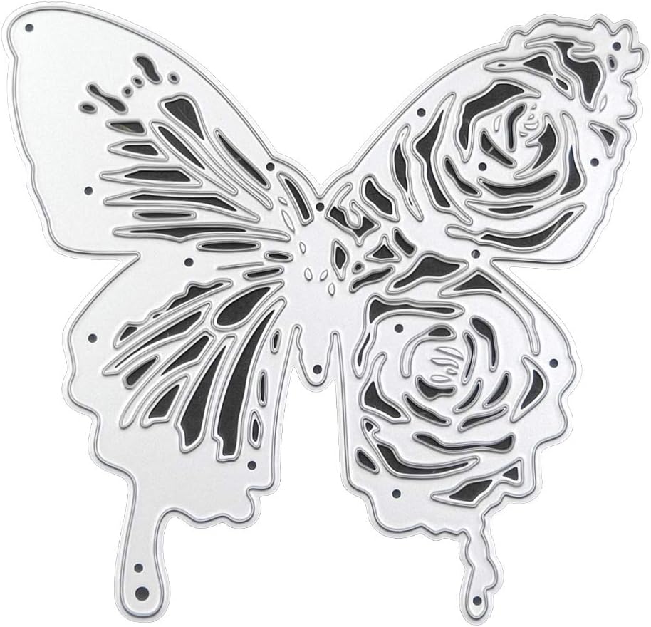 chuwa Cutting Dies Rose Butter Fly Metal Stencils for Card Making Scrapbooking Carbon Steel Wedding Embossing Template DIY Craft Decor Gift