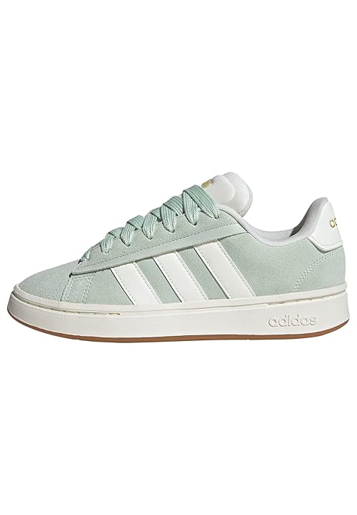 adidas Women's Grand Court Alpha 00s Sneaker, Linen Green/Off White/Gold Metallic, 8