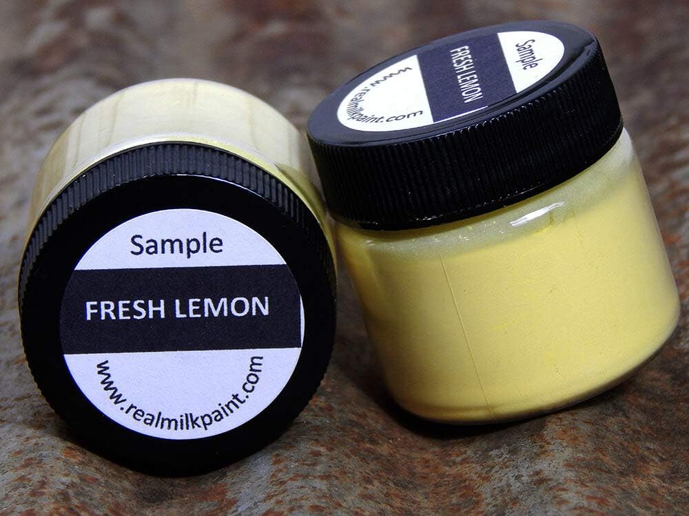 Real Milk Paint, Wood Paint for Furniture, Matte Paint for Cabinets, Walls, Brick, and Stone, Water Based Organic, No VOC, Fresh Lemon, 1 oz. Sample