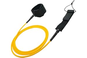 AQUBONA Surfboard Leash, 6/7/8/9/10/11/12ft SUP Leg Rope, 7mm Adjustable Thigh Ankle Cuff Leash, Straight Surf Leashes with Key Pocket