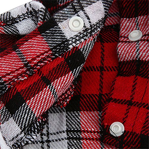 Zeroyoyo Pet Cat Dog Plaid T-shirt Cool Spring Summer Clothes Dog Apparel (XS, Red) - Thumbnail 2
